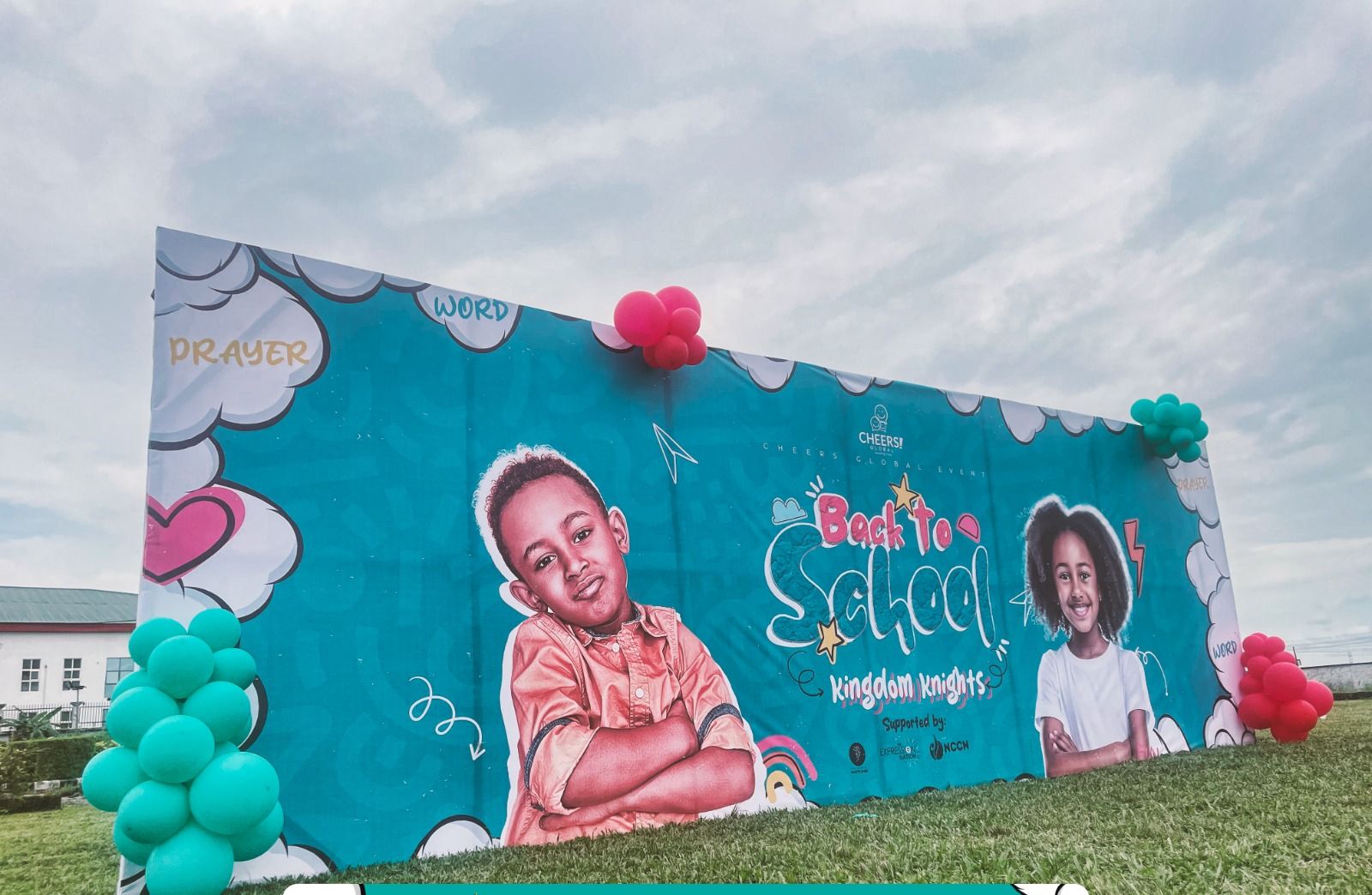 The Back to School 2023 banner set up on the field